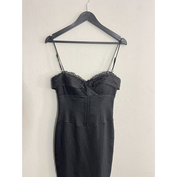 Laundry Design Vintage Y2K Little Black Dress sz 0 XS Babydoll Lace Trim Empire - Picture 3 of 9